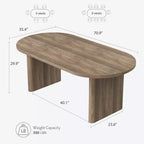 SunnyFurn Tavolo da pranzo ovale in stile rustico moderno per 6-8 persone, base in legno spessa e robusta, spazioso per sala da pranzo, cucina, soggiorno
