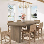 SunnyFurn Tavolo da pranzo ovale in stile rustico moderno per 6-8 persone, base in legno spessa e robusta, spazioso per sala da pranzo, cucina, soggiorno
