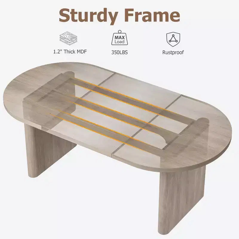 SunnyFurn Tavolo da pranzo ovale in stile rustico moderno per 6-8 persone, base in legno spessa e robusta, spazioso per sala da pranzo, cucina, soggiorno