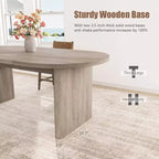 SunnyFurn Tavolo da pranzo ovale in stile rustico moderno per 6-8 persone, base in legno spessa e robusta, spazioso per sala da pranzo, cucina, soggiorno