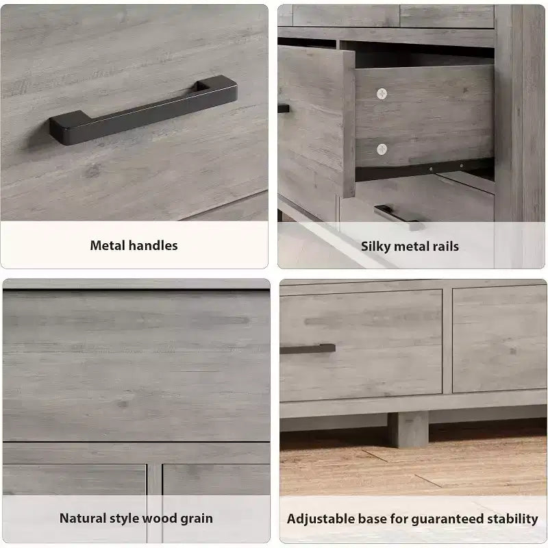 Cassettiera moderna a 7 cassetti, cassettone spazioso in legno, maniglie in metallo, organizer versatile per camera da letto, soggiorno, cameretta dei bambini, armadio