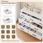Cassettiera moderna a 7 cassetti, cassettone spazioso in legno, maniglie in metallo, organizer versatile per camera da letto, soggiorno, cameretta dei bambini, armadio