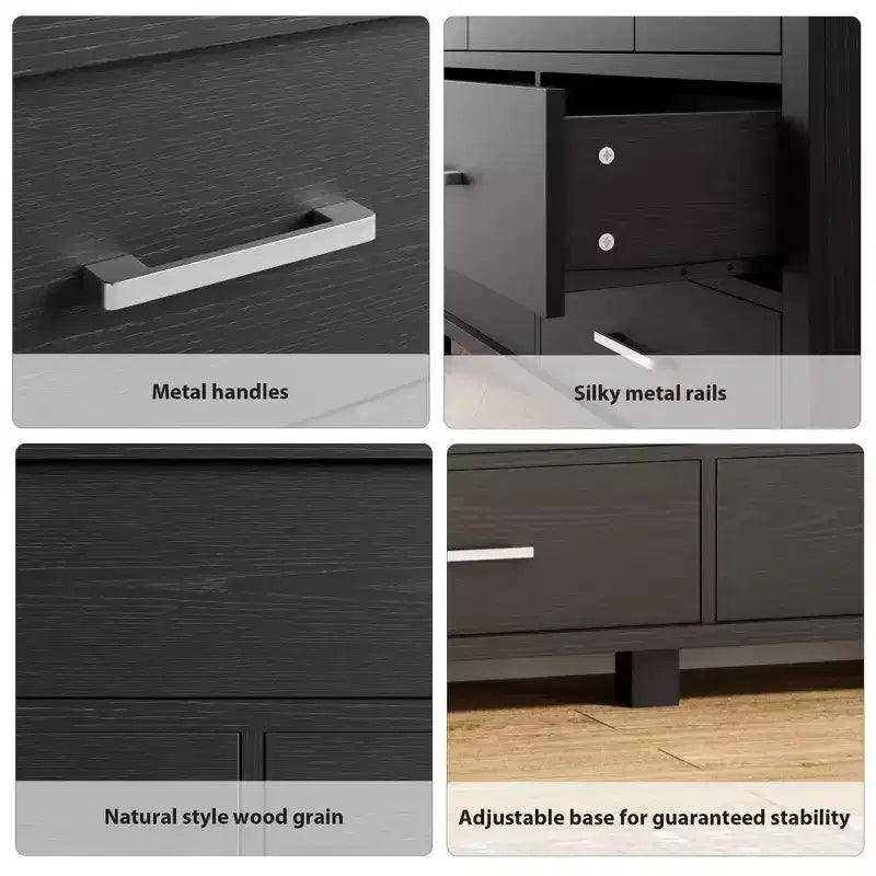Cassettiera moderna a 7 cassetti, cassettone spazioso in legno, maniglie in metallo, organizer versatile per camera da letto, soggiorno, cameretta dei bambini, armadio