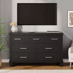 Cassettiera moderna a 7 cassetti, cassettone spazioso in legno, maniglie in metallo, organizer versatile per camera da letto, soggiorno, cameretta dei bambini, armadio