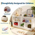 Libreria per bambini a 2 ripiani e portaoggetti per giocattoli, organizer a 5 sezioni aperto, mobiletto in legno per bambini, per sala giochi, cameretta e aula