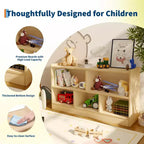 Libreria per bambini a 2 ripiani e portaoggetti per giocattoli, organizer a 5 sezioni aperto, mobiletto in legno per bambini, per sala giochi, cameretta e aula