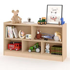 Libreria per bambini a 2 ripiani e portaoggetti per giocattoli, organizer a 5 sezioni aperto, mobiletto in legno per bambini, per sala giochi, cameretta e aula