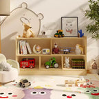 2-Tier Kids Bookshelf & Toy Storage Organizer, 5-Section Open Shelving Wooden Toddler Bookcase Cubby Cabinet for Playroom, Nursery & Classroom