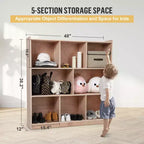 Mobile portatutto a 8 scomparti, 2 contenitori, ruote scorrevoli, armadietto organizer in legno per casa, scuola, asilo nido
