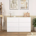 JVNOXK White 6-Drawer Wide Storage Dresser, Modern Wood Clothes Organizer for Bedroom, Hallway, Entryway & Living Room