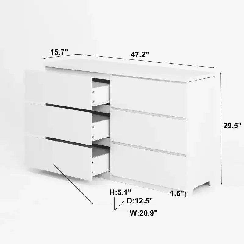 Cassettiera bianca a 6 cassetti JVNOXK, organizer moderno in legno per vestiti, per camera da letto, corridoio, ingresso e soggiorno