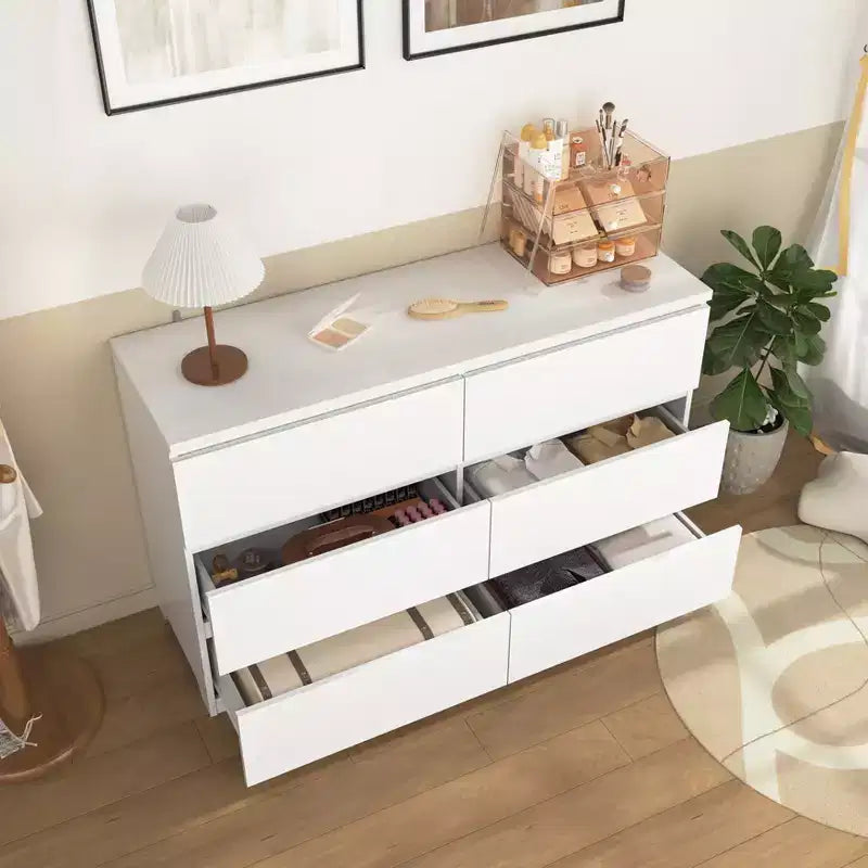 Cassettiera bianca a 6 cassetti JVNOXK, organizer moderno in legno per vestiti, per camera da letto, corridoio, ingresso e soggiorno