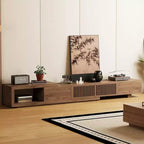 Luck Live 78.54in expandable TV stand with 2 drawers, 2 cabinet doors, one open storage, maximum 120 inches/Walnut color