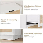 Comò in Rattan a 6 Cassetti per Camera da Letto, Cassettiera in Legno con Maniglie in Metallo, Organizzatore Moderno Versatile per Camera da Letto, Ingresso, Corridoio