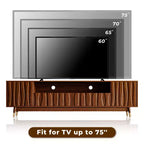Mobile TV ATJafurn marrone, moderno mobile TV in legno con pannello in rilievo e vetrina illuminata in stile Mid-Century