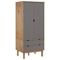 vidaXL Wardrobe Brown and gray Solid pine wood, engineered wood Standard