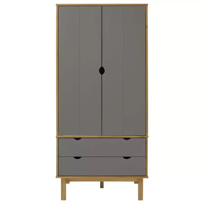 vidaXL Armadio Marrone e grigio Legno massello di pino, legno multistrato Standard