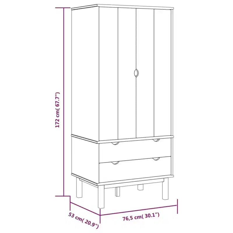 vidaXL Armadio Marrone e grigio Legno massello di pino, legno multistrato Standard