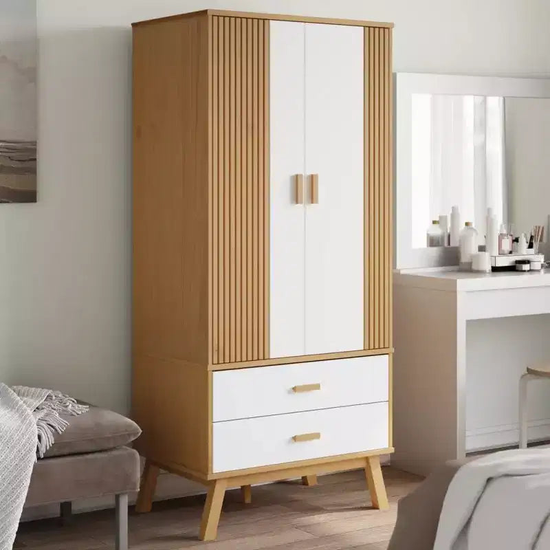 vidaXL Armadio bianco e marrone