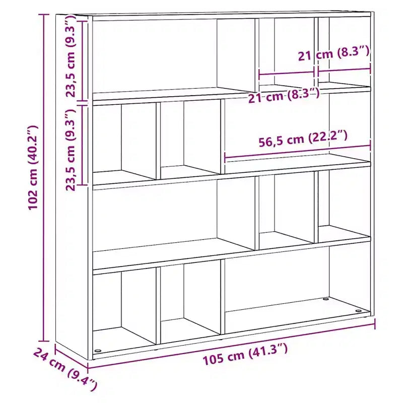 vidaXL Libreria/Divisorio Rovere Artigianale 41,3x9,4x40,2