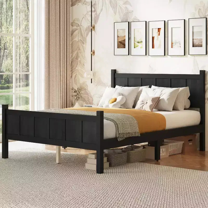 FAMYYT Letto Matrimoniale Piatto con Testiera e Pediera, Montaggio Facile