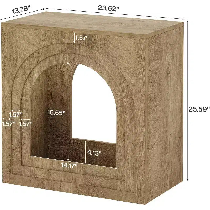 Tavolino Lantine Square, tavolino laterale da fattoria a 2 ripiani con ripiano aperto ad arco per piccoli spazi, soggiorno