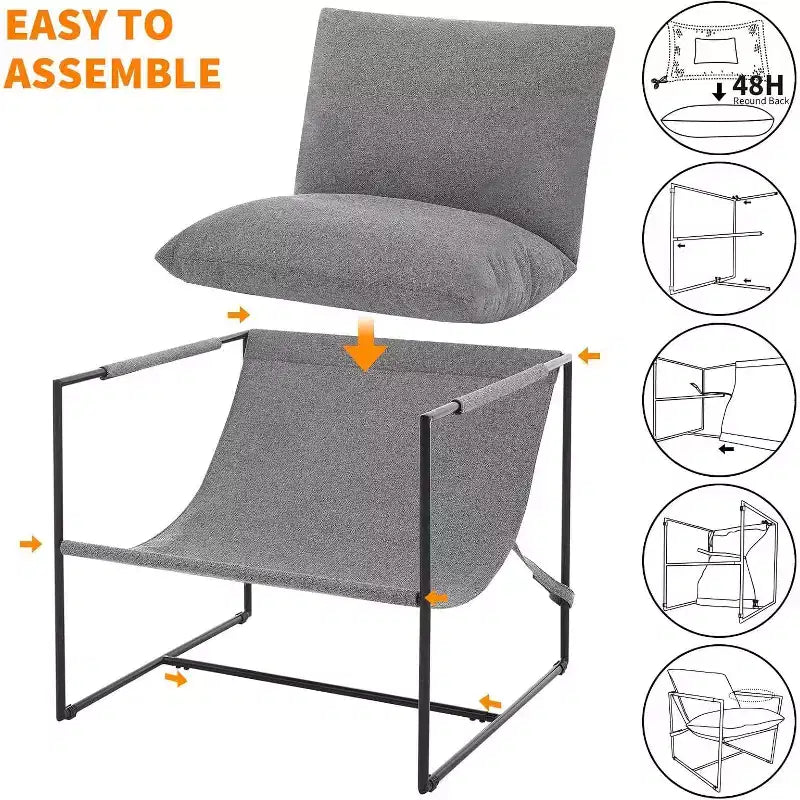 GustoWave Set di 2 poltrone moderne a imbracatura, sedie casual per soggiorno, angolo lettura o camera degli ospiti