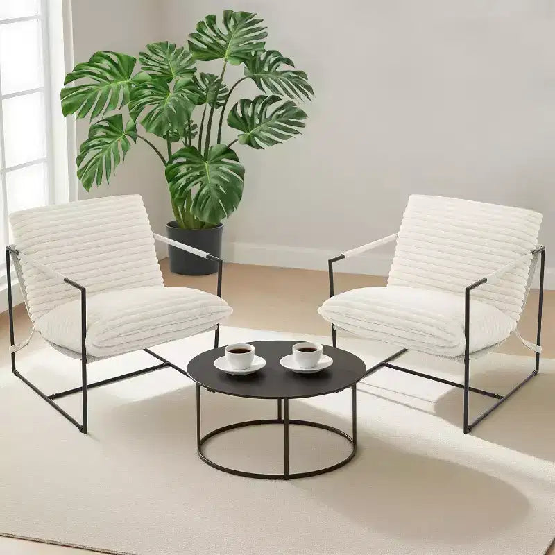 GustoWave Set di 2 poltrone moderne a imbracatura, sedie casual per soggiorno, angolo lettura o camera degli ospiti