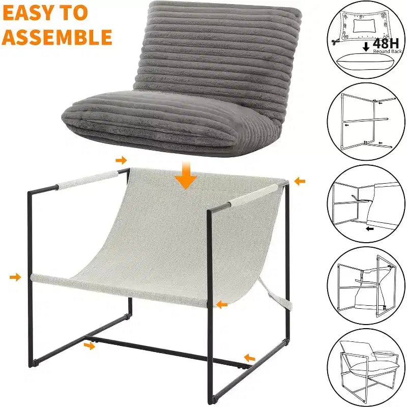 GustoWave Set di 2 poltrone moderne a imbracatura, sedie casual per soggiorno, angolo lettura o camera degli ospiti