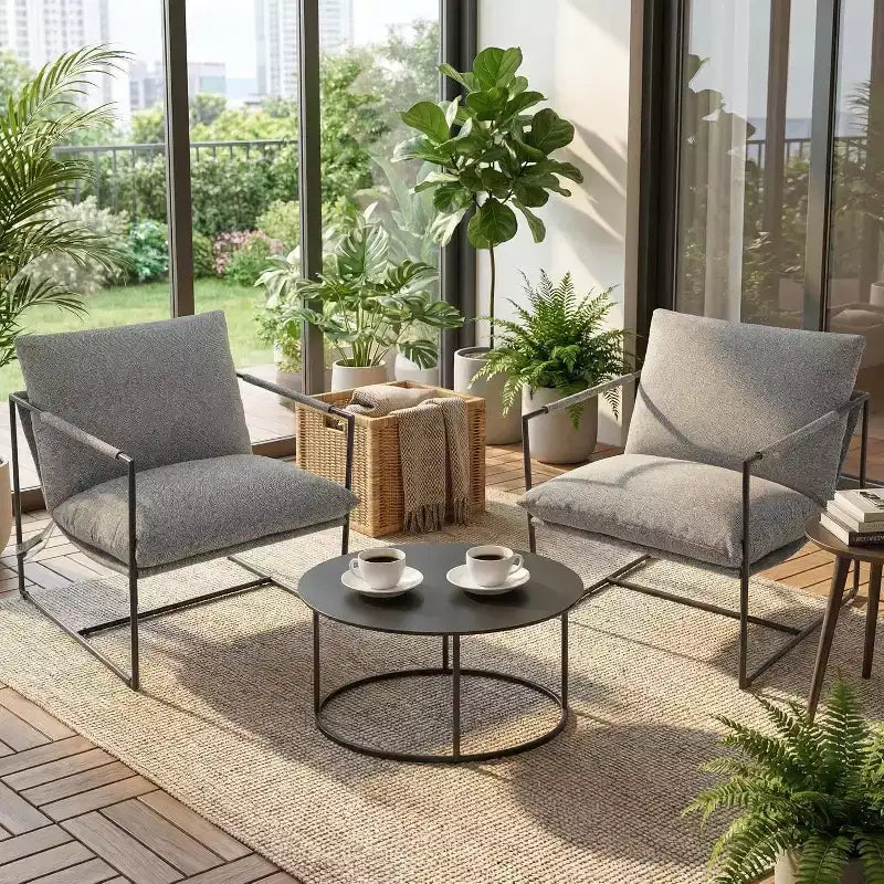 GustoWave Set di 2 poltrone moderne a imbracatura, sedie casual per soggiorno, angolo lettura o camera degli ospiti
