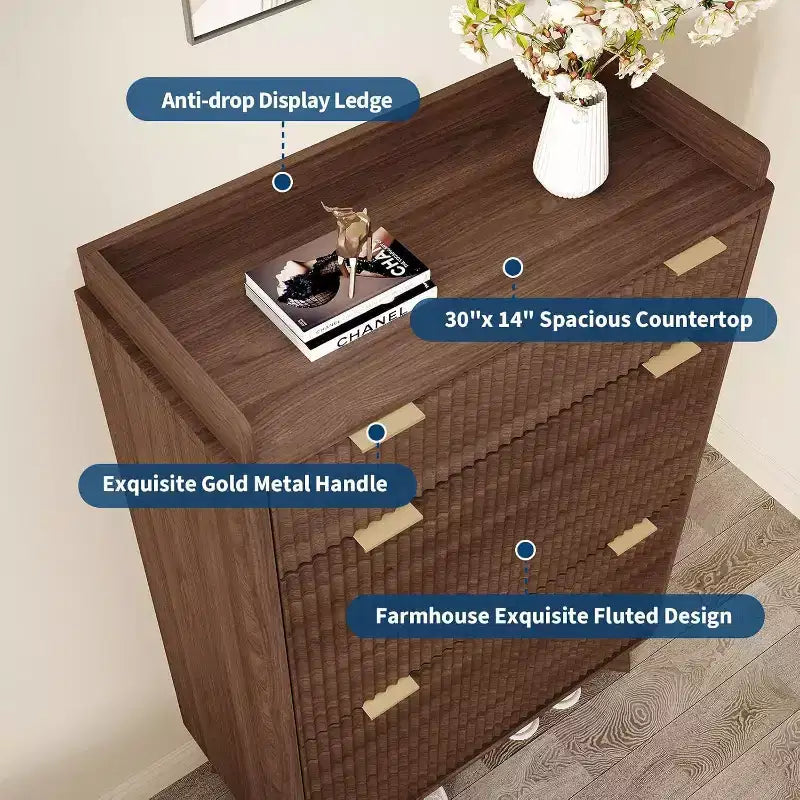 GustoWave Scarpiera Salvaspazio Stretta con Design Scanalato con 2 Cassetti a Ribalta e Cassetto Superiore