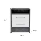 HomeRoots Comodino a due cassetti in legno grigio 20