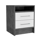 HomeRoots Comodino a due cassetti in legno grigio 20