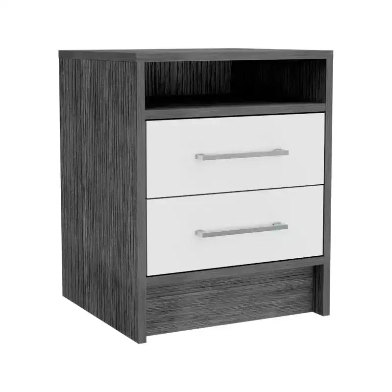 HomeRoots Comodino a due cassetti in legno grigio 20