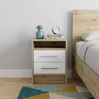 HomeRoots Comodino a due cassetti in legno bianco 20