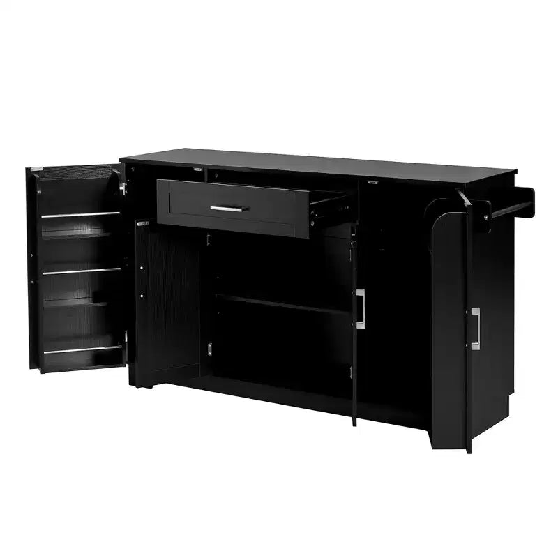 Credenza ModernLuxe con ante e cassetti, mobile dispensa per cucina con ripiani regolabili e portabottiglie laterali per sala da pranzo