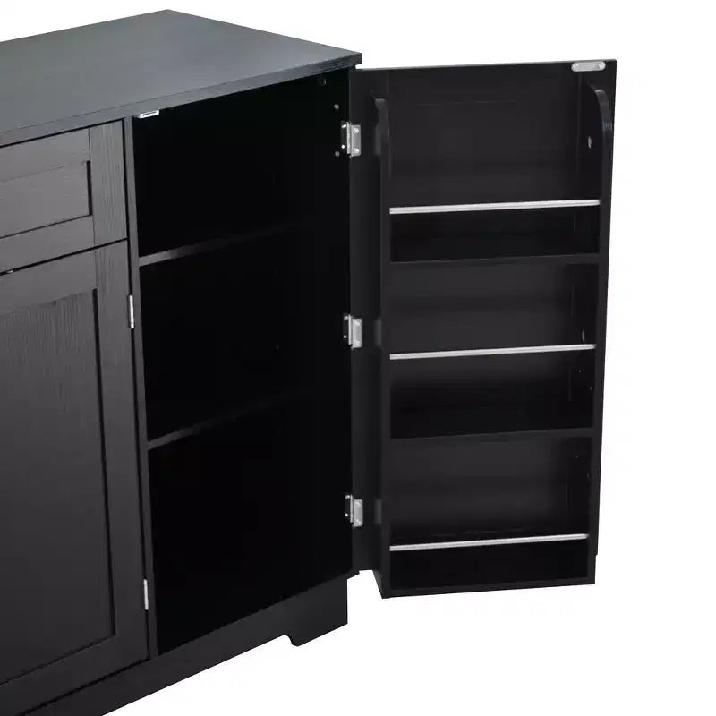 Credenza ModernLuxe con ante e cassetti, mobile dispensa per cucina con ripiani regolabili e portabottiglie laterali per sala da pranzo