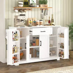Credenza ModernLuxe con ante e cassetti, mobile dispensa per cucina con ripiani regolabili e portabottiglie laterali per sala da pranzo