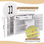 Credenza ModernLuxe con ante e cassetti, mobile dispensa per cucina con ripiani regolabili e portabottiglie laterali per sala da pranzo