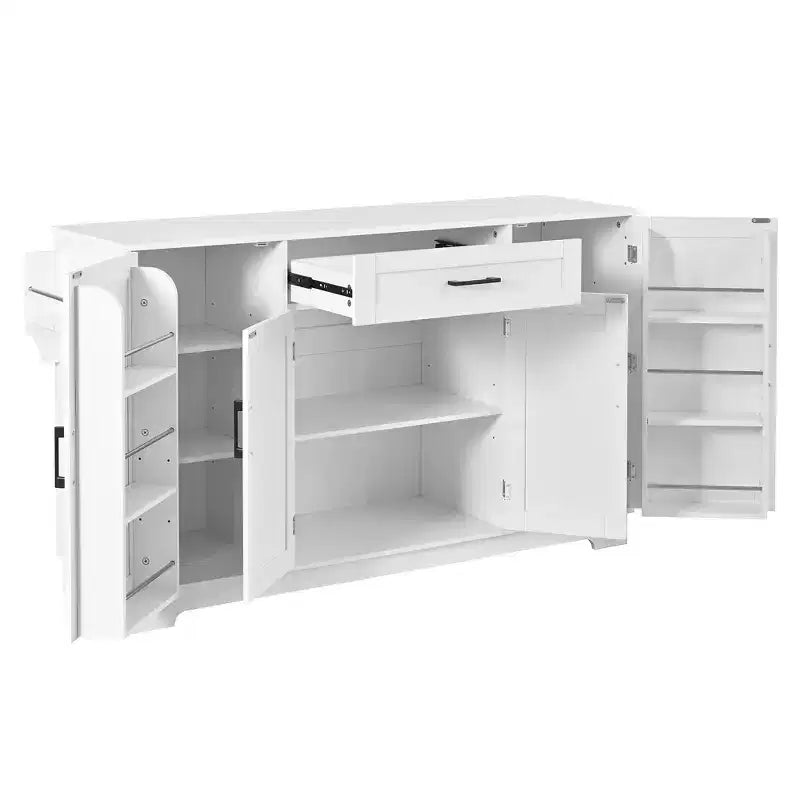 Credenza ModernLuxe con ante e cassetti, mobile dispensa per cucina con ripiani regolabili e portabottiglie laterali per sala da pranzo