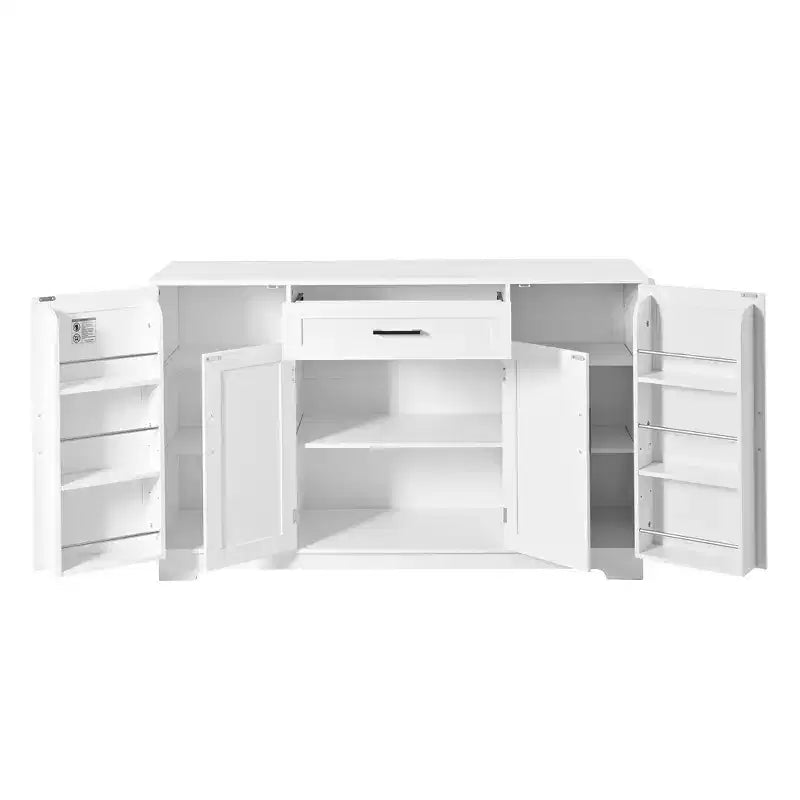 Credenza ModernLuxe con ante e cassetti, mobile dispensa per cucina con ripiani regolabili e portabottiglie laterali per sala da pranzo