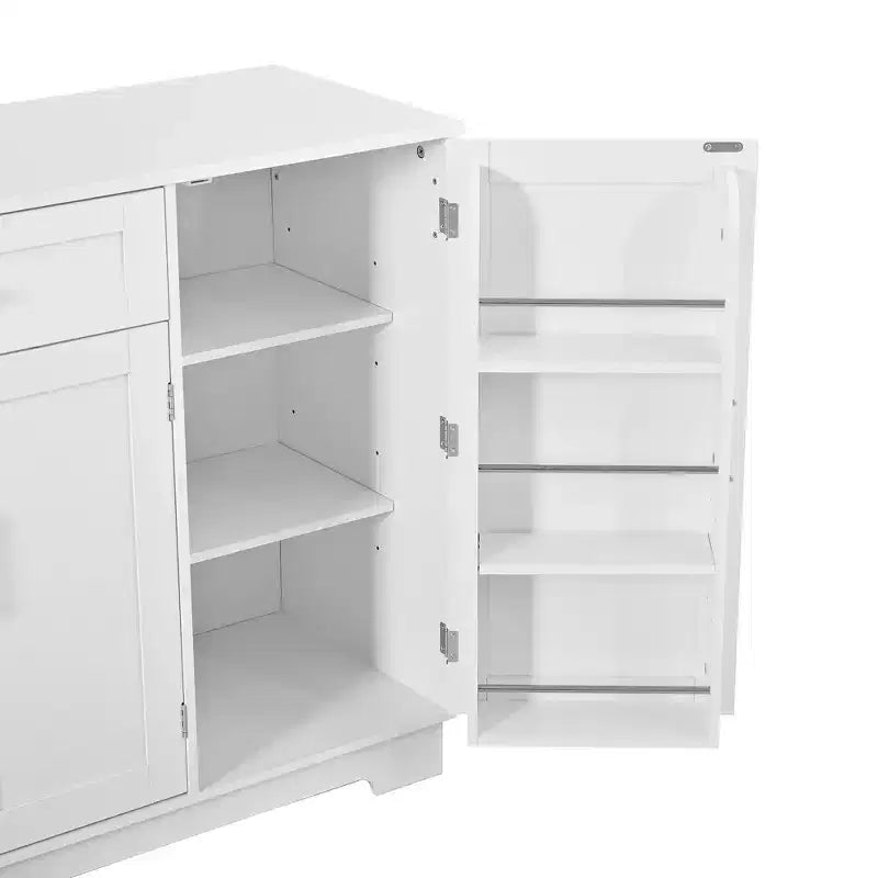Credenza ModernLuxe con ante e cassetti, mobile dispensa per cucina con ripiani regolabili e portabottiglie laterali per sala da pranzo