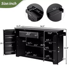 Credenza ModernLuxe con ante e cassetti, mobile dispensa per cucina con ripiani regolabili e portabottiglie laterali per sala da pranzo