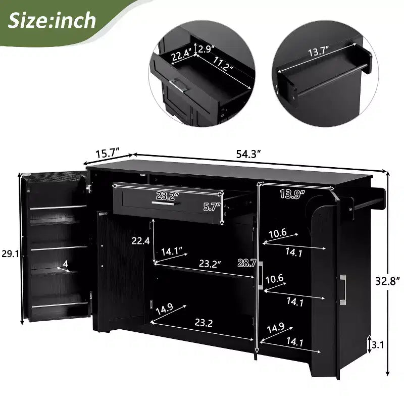 Credenza ModernLuxe con ante e cassetti, mobile dispensa per cucina con ripiani regolabili e portabottiglie laterali per sala da pranzo