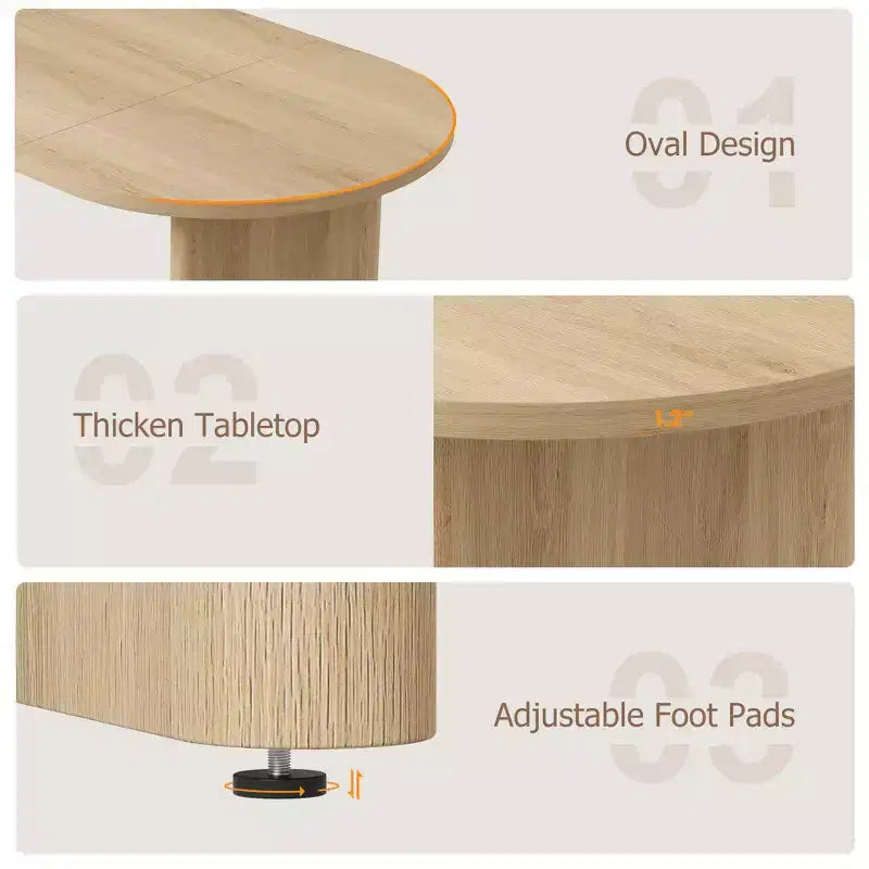 Tavolo da pranzo ovale da 70,9 pollici per 6-8 persone, grande tavolo da cucina con base spessa e robusta in legno, stile rustico per cucina e soggiorno