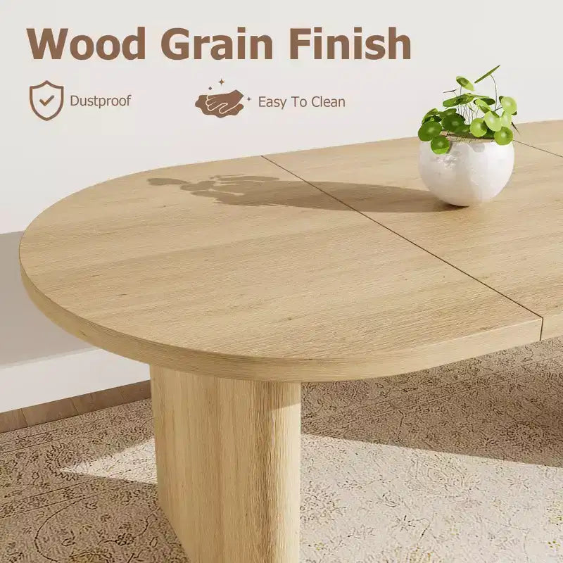 Tavolo da pranzo ovale da 70,9 pollici per 6-8 persone, grande tavolo da cucina con base spessa e robusta in legno, stile rustico per cucina e soggiorno