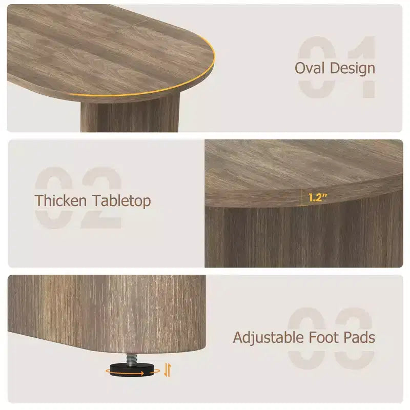 Tavolo da pranzo ovale da 70,9 pollici per 6-8 persone, grande tavolo da cucina con base spessa e robusta in legno, stile rustico per cucina e soggiorno