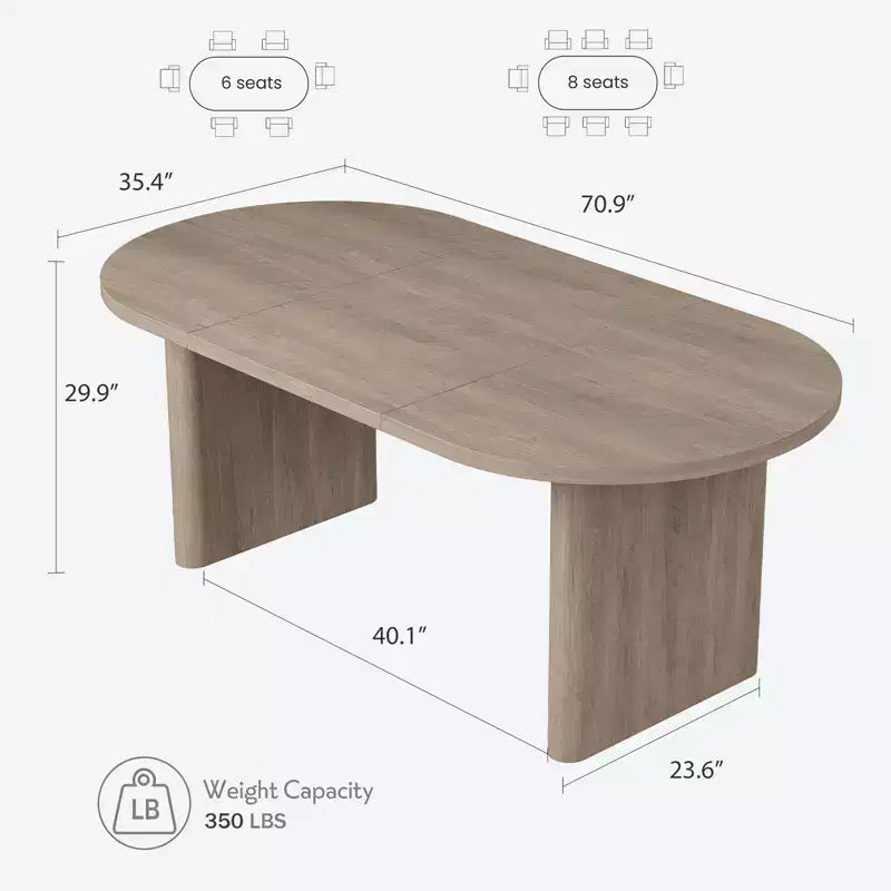 Tavolo da pranzo ovale da 70,9 pollici per 6-8 persone, grande tavolo da cucina con base spessa e robusta in legno, stile rustico per cucina e soggiorno