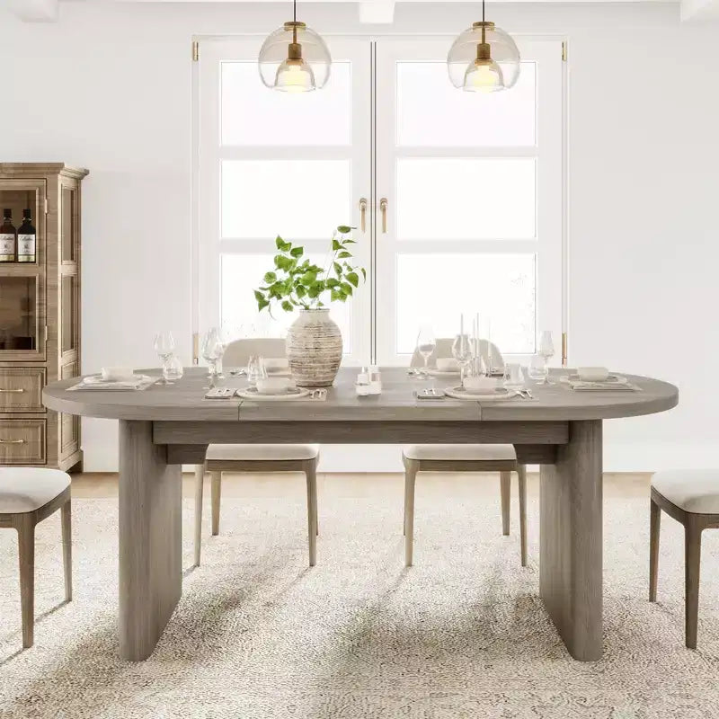 Tavolo da pranzo ovale da 70,9 pollici per 6-8 persone, grande tavolo da cucina con base spessa e robusta in legno, stile rustico per cucina e soggiorno