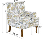 Poltrona in legno imbottita con motivi floreali GDFStudio Joshua, stile contemporaneo, con finiture borchiate